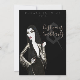 Costumes and Cocktail Halloween Party Invitation Kaart