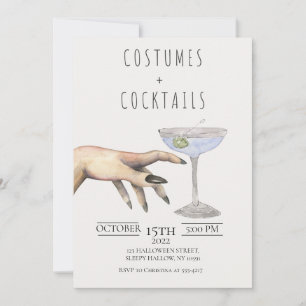Costumes + Cocktails Adult Halloween Invitation Kaart