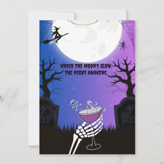 Costumes & Cocktails Halloween Part Invitation  Kaart (Achterkant)