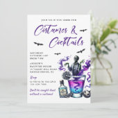 Costumes & Cocktails Halloween Party Kaart (Staand voorkant)