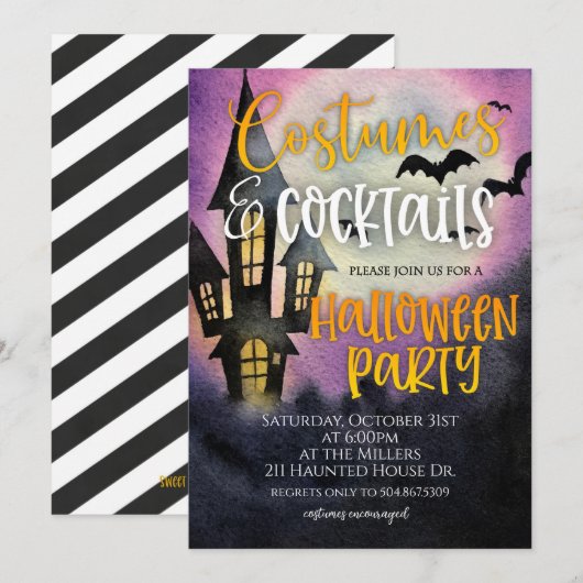 Costumes & Cocktails Halloween Party Kaart (Voorkant / Achterkant)