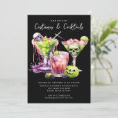 Costumes & Cocktails Halloween Party Kaart (Staand voorkant)