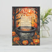 Costumes & Cocktails Halloween Party Waterverf Kaart (Staand voorkant)