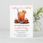 Costumes & Cocktails Halloween Party Waterverf Kaart (Staand voorkant)