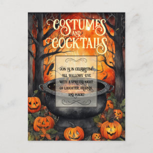 Costumes & Cocktails Halloween Party Waterverf Uitnodiging Briefkaart