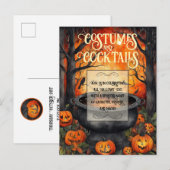 Costumes & Cocktails Halloween Party Waterverf Uitnodiging Briefkaart (Voorkant / Achterkant)