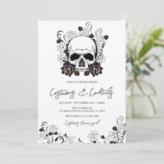 Costumes en Cocktails Adult Halloween Invitation Kaart (Staand voorkant)