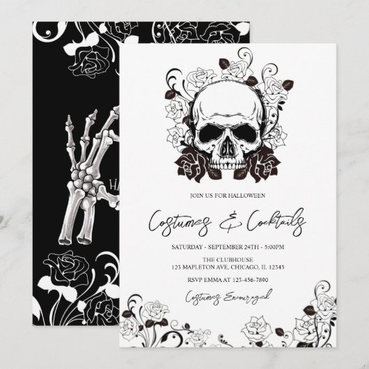 Costumes en Cocktails Adult Halloween Invitation Kaart (Voorkant / Achterkant)