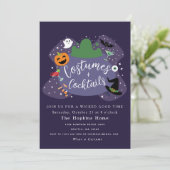 Costumes en Cocktails Cauldron Halloween Party Kaart (Staand voorkant)