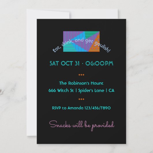 Costumes en Cocktails Halloween Party Invitation Kaart (Achterkant)