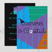 Costumes en Cocktails Halloween Party Invitation Kaart (Voorkant / Achterkant)