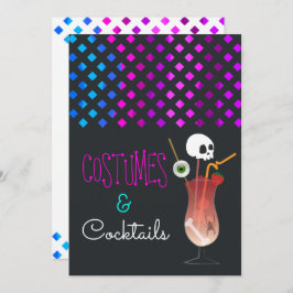 Costumes en Cocktails Halloween Party Invitation Kaart