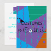 Costumes en Cocktails Halloween Party Invitation Kaart (Voorkant / Achterkant)