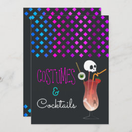 Costumes en Cocktails Halloween Party Invitation Kaart