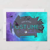 Costumes en Cocktails Halloween Party Invitation Kaart (Voorkant)