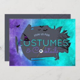 Costumes en Cocktails Halloween Party Invitation Kaart