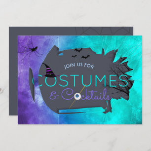 Costumes en Cocktails Halloween Party Invitation Kaart