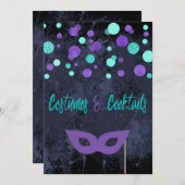 Costumes en Cocktails Halloween Party Invitation Kaart (Voorkant / Achterkant)