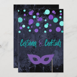 Costumes en Cocktails Halloween Party Invitation Kaart