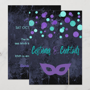 Costumes en Cocktails Halloween Party Invitation Kaart