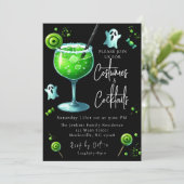 Costumes en Cocktails Halloween Party Invitation Kaart (Staand voorkant)