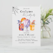 Costumes en Cocktails Halloween Party Kaart (Staand voorkant)