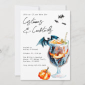 Costumes en Cocktails Halloween Party Kaart (Voorkant)