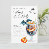 Costumes en Cocktails Halloween Party Kaart (Staand voorkant)