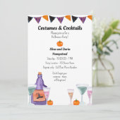 Costumes en Cocktails Halloween Party Kaart (Staand voorkant)