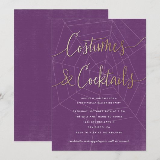 Costumes en Cocktails Modern Halloween Party Kaart (Voorkant / Achterkant)