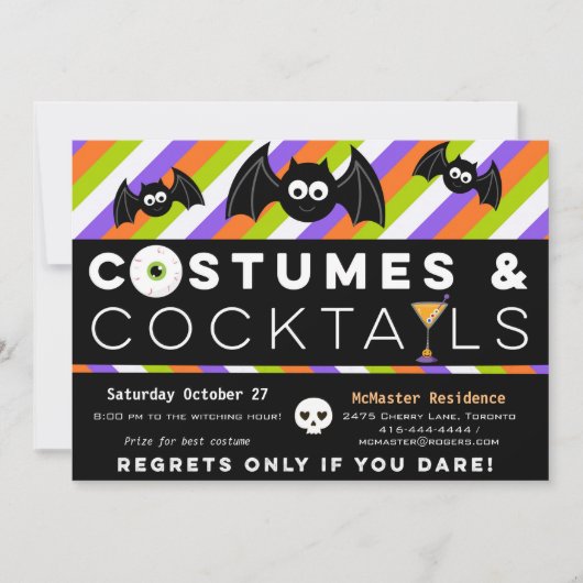 Costumes en Cocktails oogbollen drinken met katten Kaart (Voorkant)