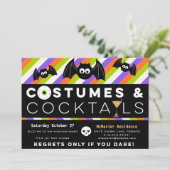 Costumes en Cocktails oogbollen drinken met katten Kaart (Staand voorkant)