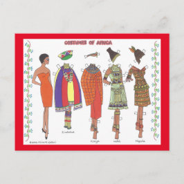 Costumes of Africa Paper Doll Post Card Briefkaart