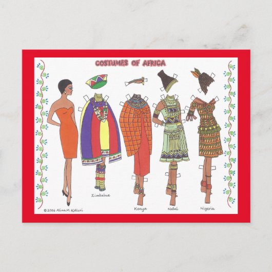 Costumes of Africa Paper Doll Post Card Briefkaart (Voorkant)