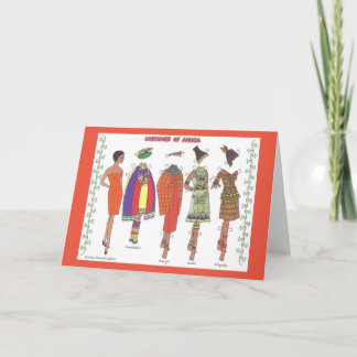 Costumes of Africa Paper Doll Wenskaart Kaart