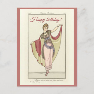 Costumes Parisiens- Dansjurk, Verjaardag Briefkaart