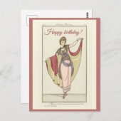 Costumes Parisiens- Dansjurk, Verjaardag Briefkaart (Voorkant / Achterkant)