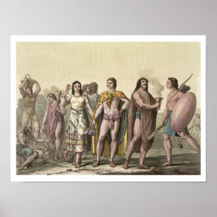 Costumes van de Mexicanen (kleurengraving) Poster