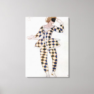 Costuum design voor Harlequin, van slapende schoon Canvas Afdruk