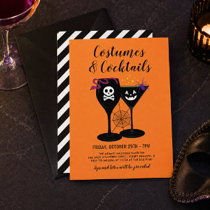 Costuums en Cocktails Oranje Halloweenfeest Kaart