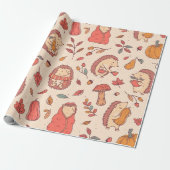 Cosy Autumn Hedgehog Cadeaupapier (Uitgerold)