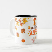 Cosy Autumn Vibes Mok – Herfst koffiekopje met ver (Voorkant links)