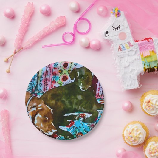 Cosy Chocolate Lab Zwart Lab Papieren Bordje (Feest)