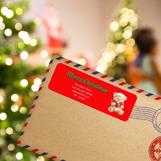 Cosy Christmas Teddy Bear Retour Adres Label