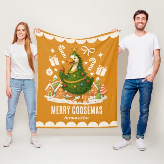 Cosy Christmas Tree Goose | Grappige vakantie Fleece Deken (In situ)