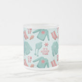 Cosy Collage Winter Fashion Pattern Teal and Pink Matglas Koffiemok (Center)