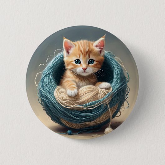 Cosy Cuddles: de wollige retraite van de kitten Ronde Button 5,7 Cm (Voorkant)