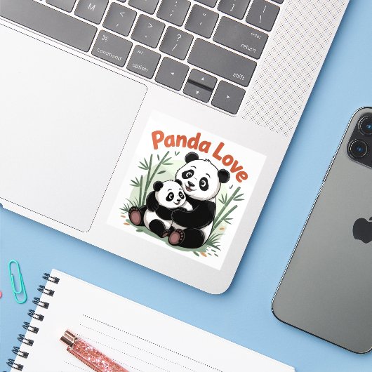 Cosy Panda Terug naar school Sticker (Laptop met iPhone)