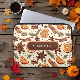 Cosy Spice Pattern – Aangepaste naam Laptop Sleeve