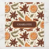 Cosy Spice Wine Label – Aangepaste naam Wijn Etiket (Enkel label)